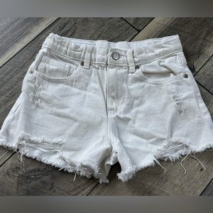 Zara Kids Denim White Shorts Adj Waist Size 8